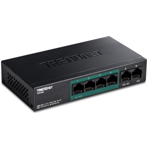 TRENDnet TPE-S50 6-Port Ethernet Switch, 4 fast ethernet PoE+ ports, 2 fast ethernet ports, 1.2Gbps switching capacity